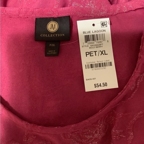 Jm Collection Womens Pink Textured Glitter Floral XL petite - Picture 5 of 8